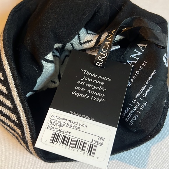 JACQUARD BEANIE by Harricana Canada without fur pom priced accordingly NWT - Picture 6 of 8
